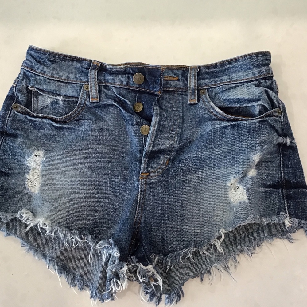Guess Blue Distressed Jean Shorts NWOT